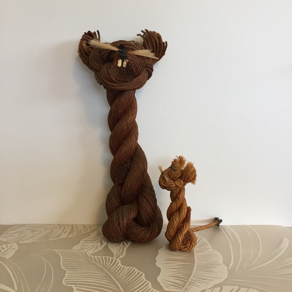Source Unknown Other - Lion and Cub Rope Sculpture